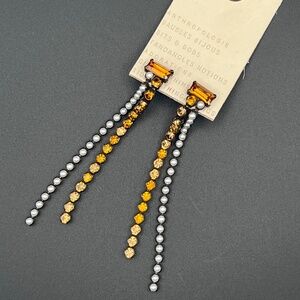 •new• ANTHROPOLOGIE Bronze & Pearl Dangle Earrings